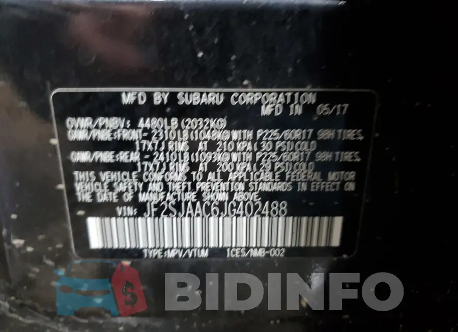 JF2SJAAC6JG402488 Photo# 13