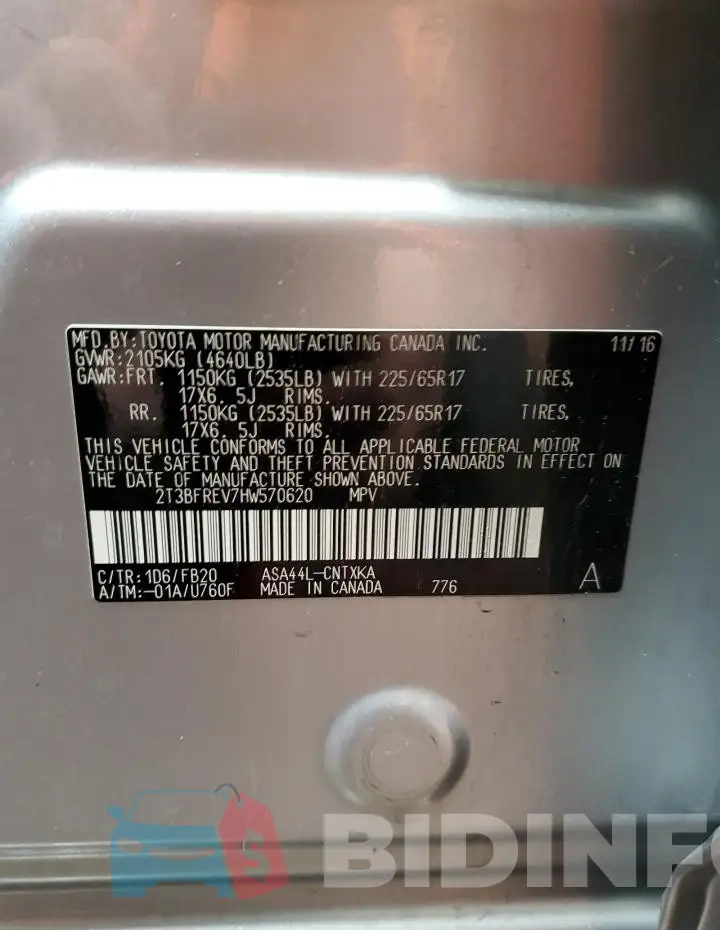 2T3BFREV7HW570620 Photo# 14