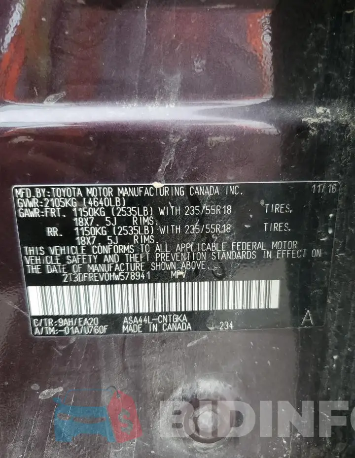 2T3DFREV0HW578941 Photo# 13