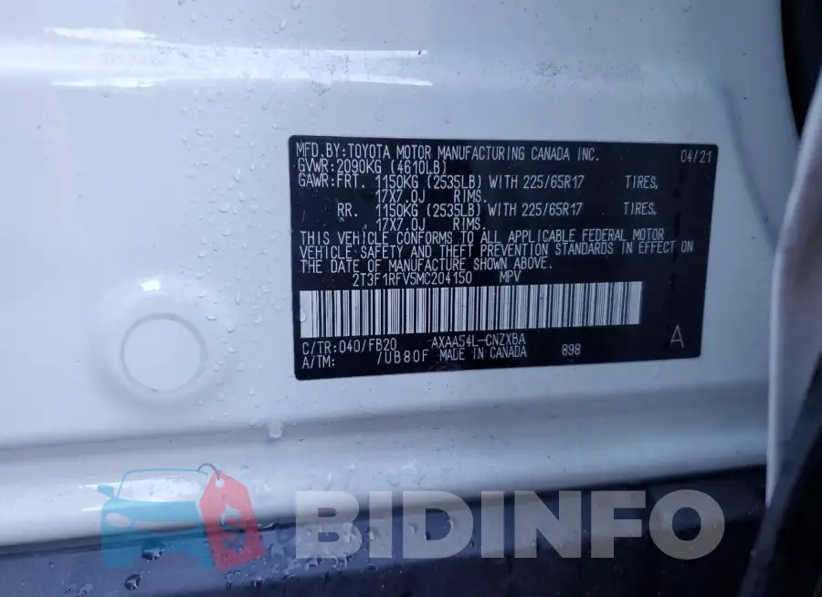 2T3F1RFV5MC204150 Photo# 13