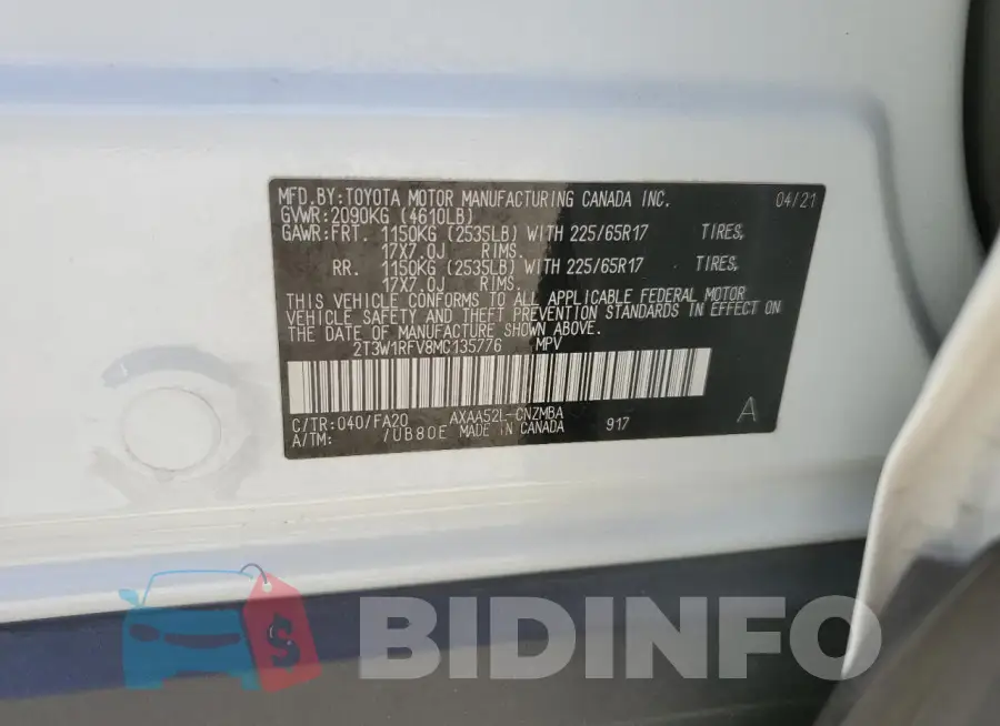 2T3W1RFV8MC135776 Photo# 14