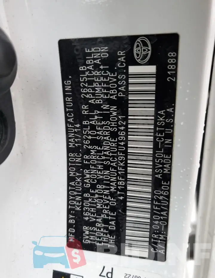4T1BF1FK9FU496421 Photo# 12