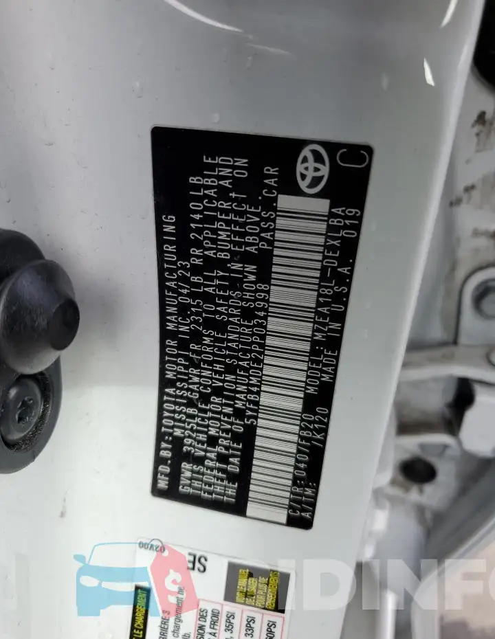 5YFB4MDE2PP034998 Photo# 12