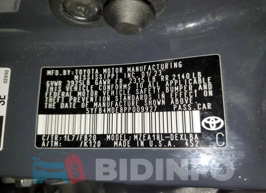 5YFB4MDE8PP009927 Photo# 12
