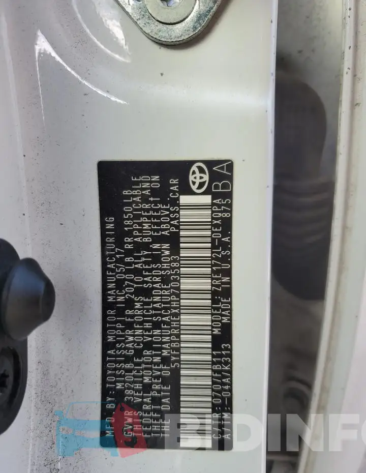 5YFBPRHEXHP703583 Photo# 13