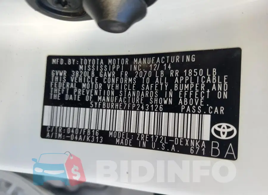 5YFBURHE7FP243126 Photo# 13