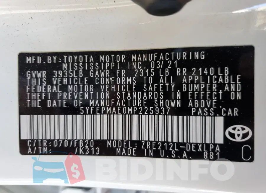 5YFEPMAE0MP225937 Photo# 12