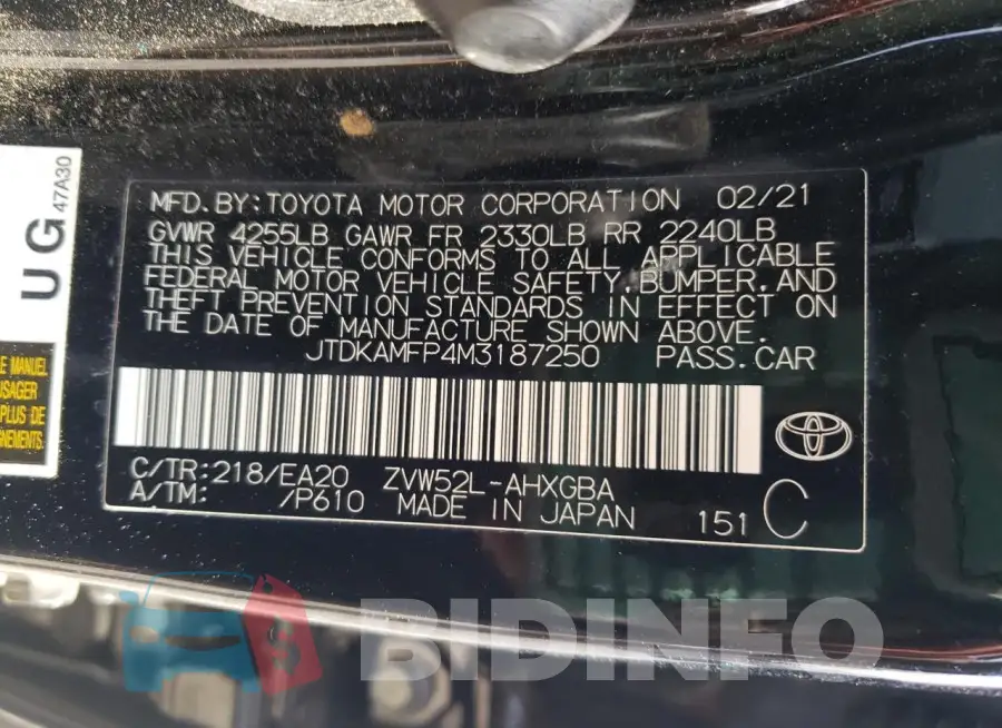JTDKAMFP4M3187250 Photo# 13