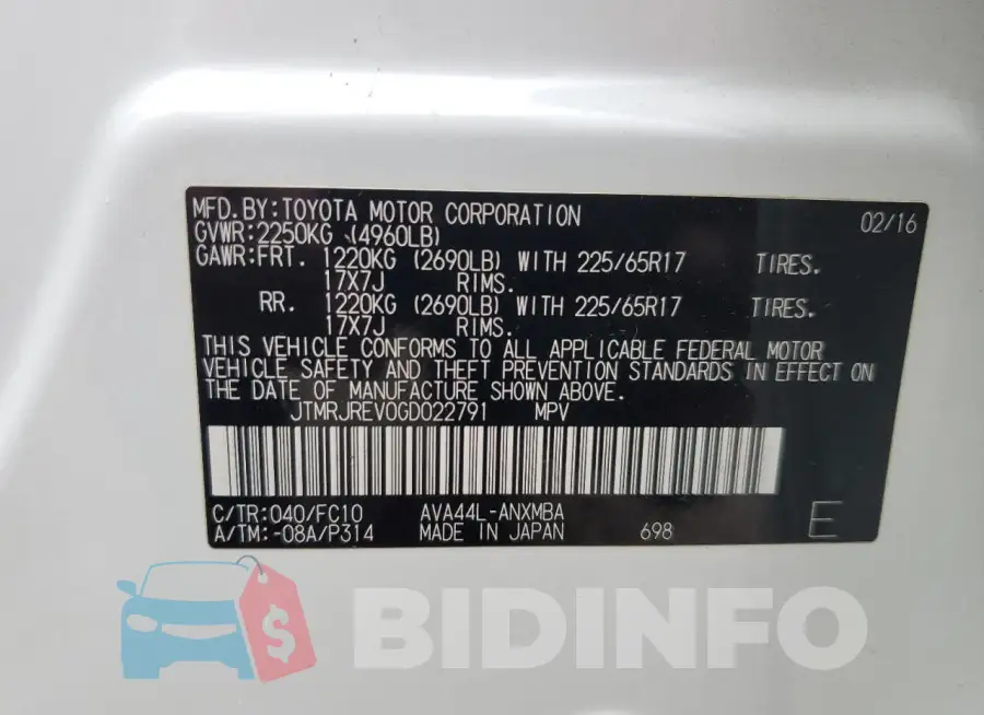 JTMRJREV0GD022791 Photo# 13