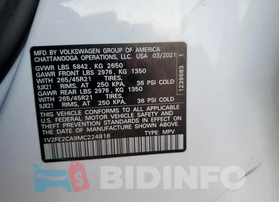 1V2FE2CA9MC224818 Photo# 14