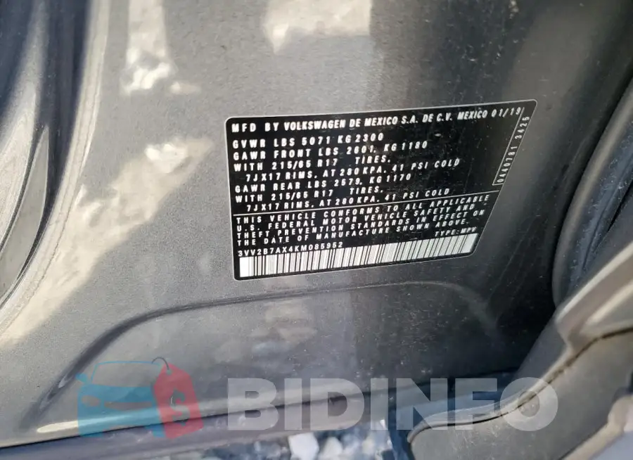 3VV2B7AX4KM085952 Photo# 12