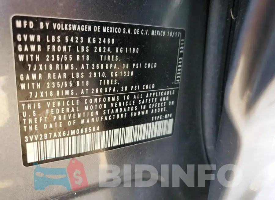 3VV2B7AX6JM068584 Photo# 13