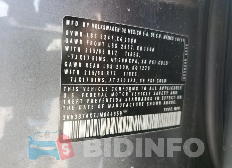 3VV3B7AX7JM064659 Photo# 12
