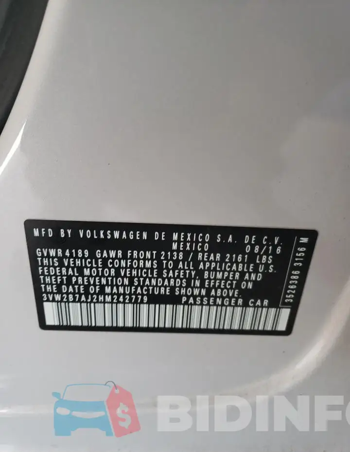 3VW2B7AJ2HM242779 Photo# 12