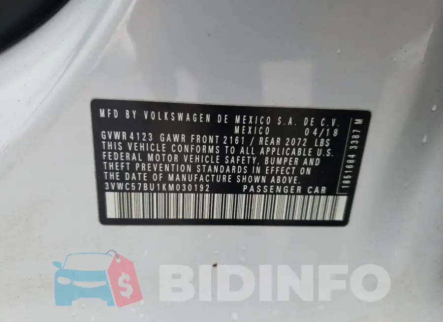 3VWC57BU1KM030192 Photo# 13