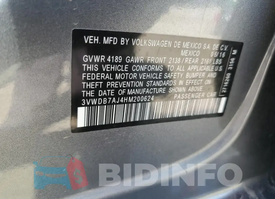 3VWDB7AJ4HM200624 Photo# 12
