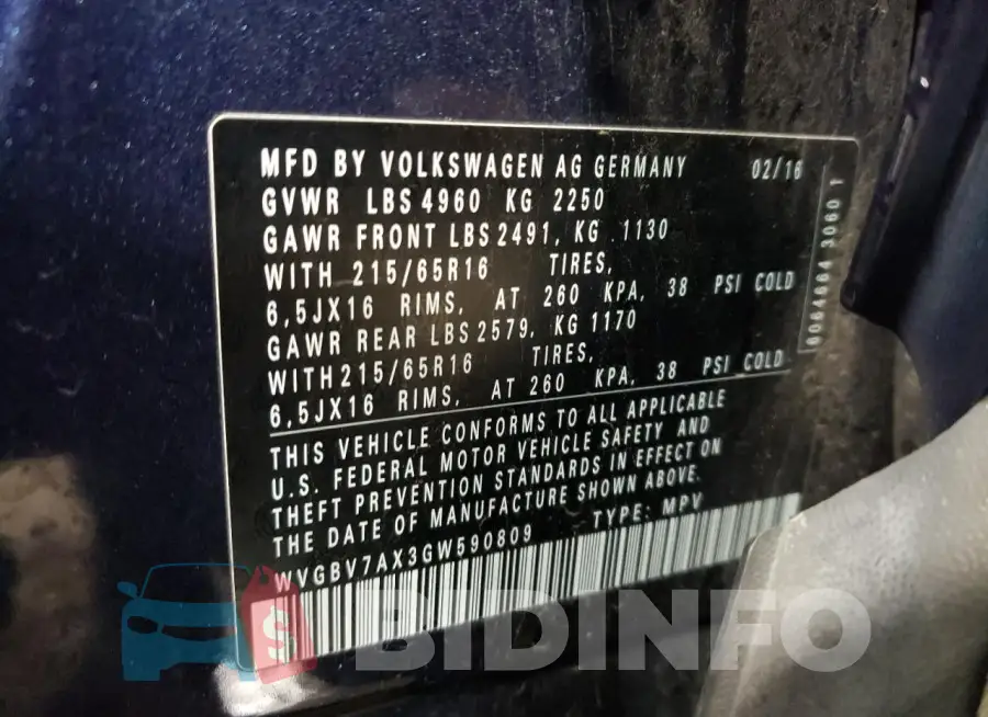 WVGBV7AX3GW590809 Photo# 14