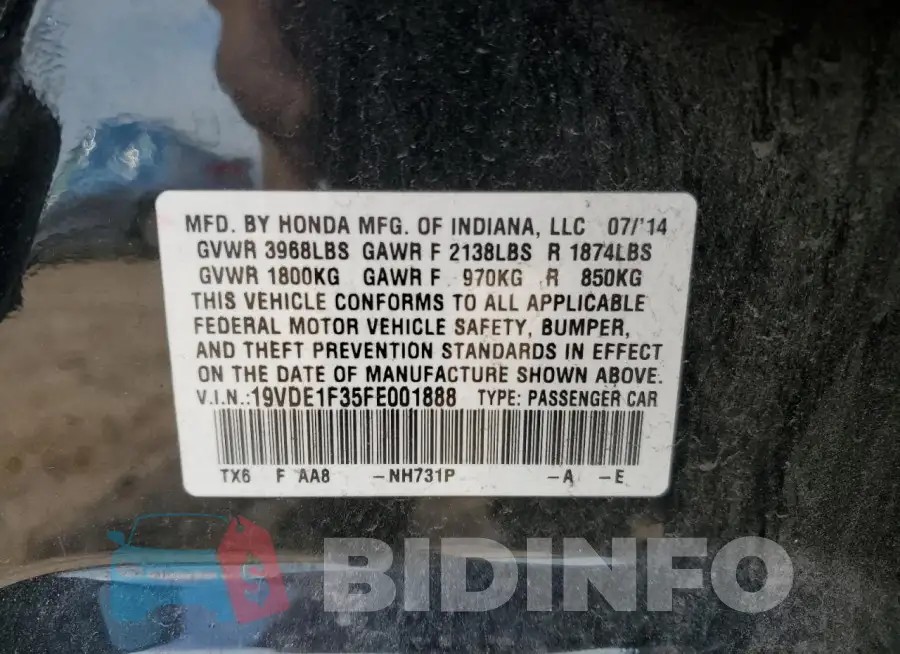 19VDE1F35FE001888 Photo# 12