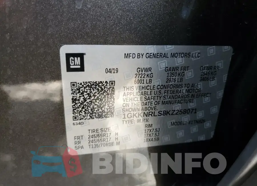 1GKKNRLS8KZ258071 Photo# 13