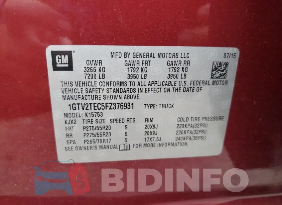 1GTV2TEC5FZ376931 Photo# 12