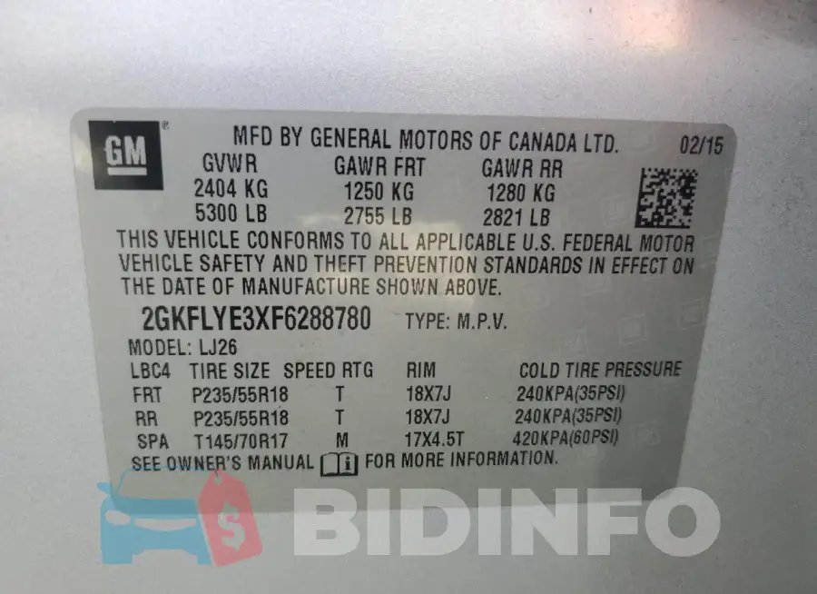 2GKFLYE3XF6288780 Photo# 13