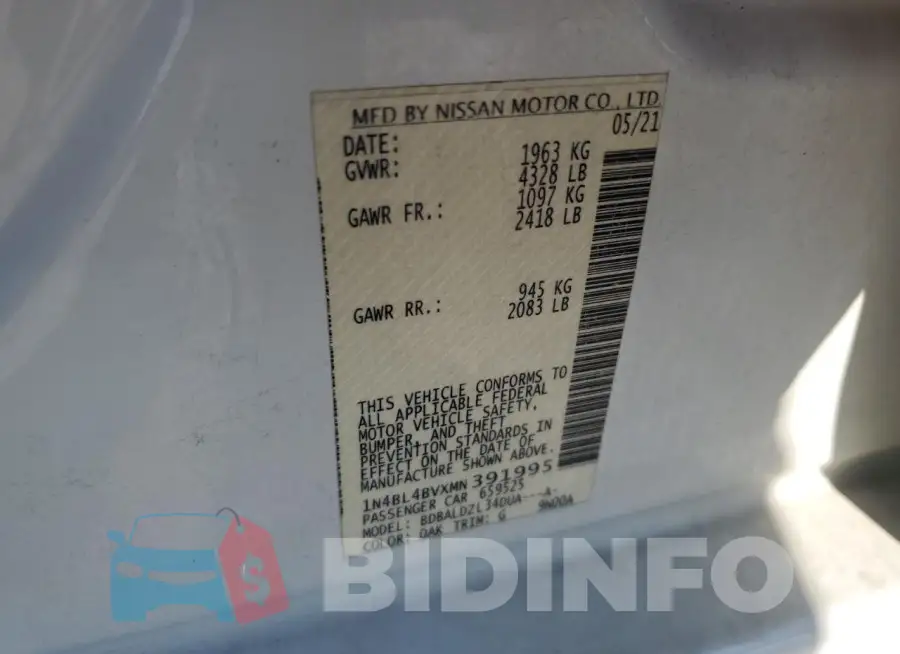 1N4BL4BVXMN391995 Photo# 12