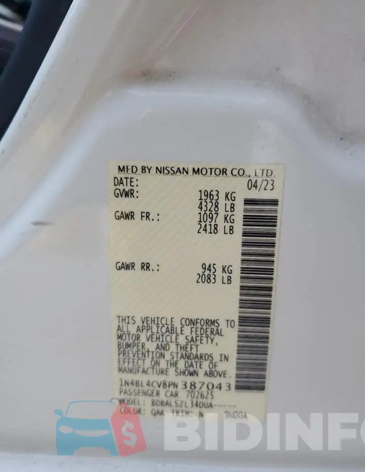 1N4BL4CV8PN387043 Photo# 12