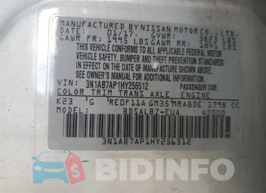 3N1AB7AP1HY256512 Photo# 13