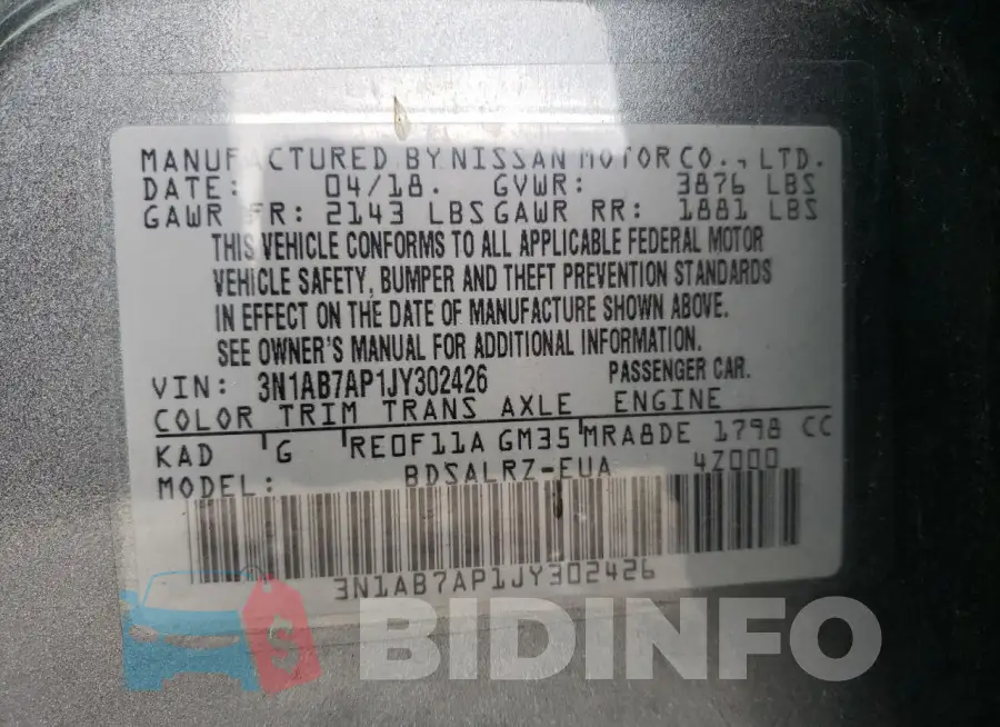 3N1AB7AP1JY302426 Photo# 13