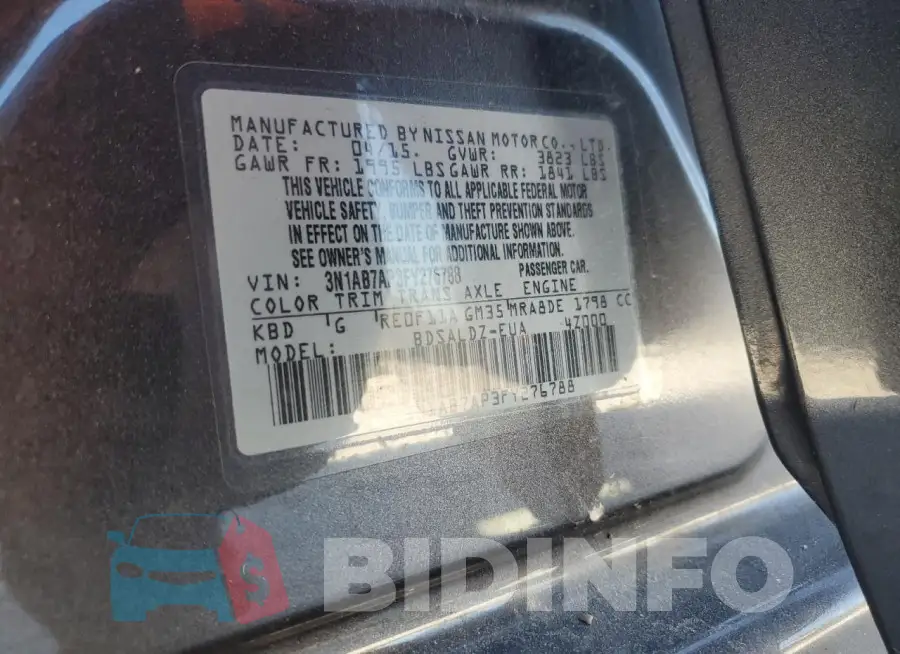 3N1AB7AP3FY276788 Photo# 12