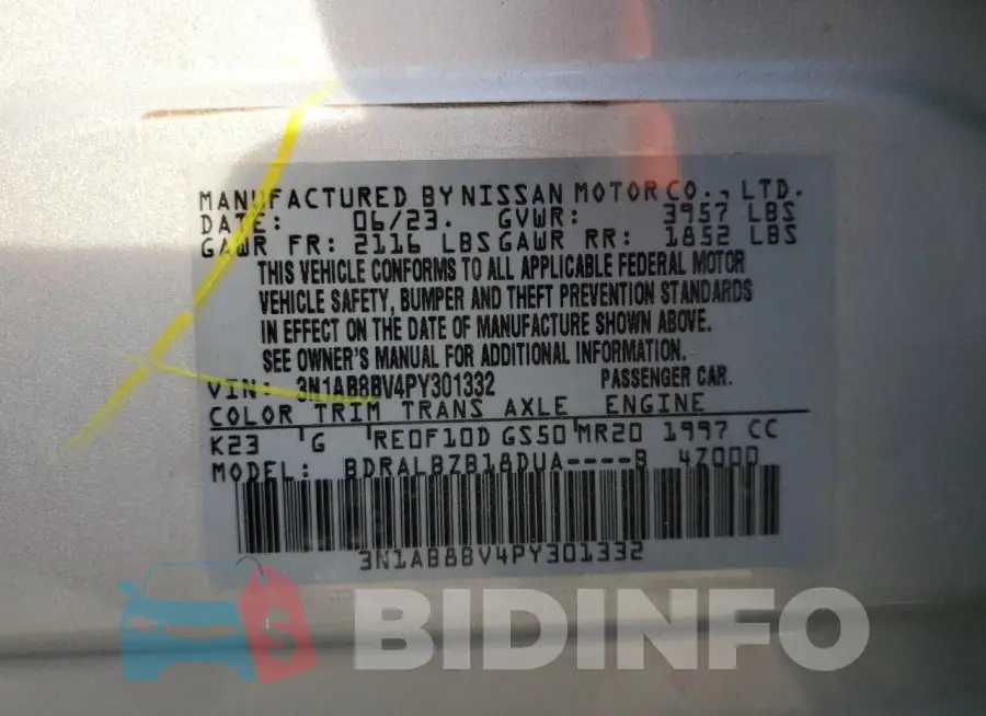 3N1AB8BV4PY301332 Photo# 13