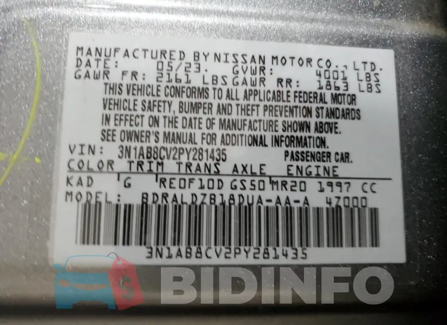 3N1AB8CV2PY281435 Photo# 12