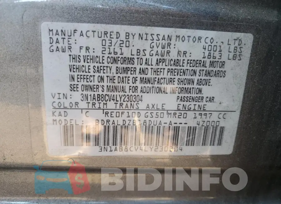 3N1AB8CV4LY230304 Photo# 12