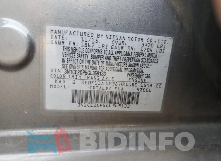 3N1CE2CP5GL369133 Photo# 13