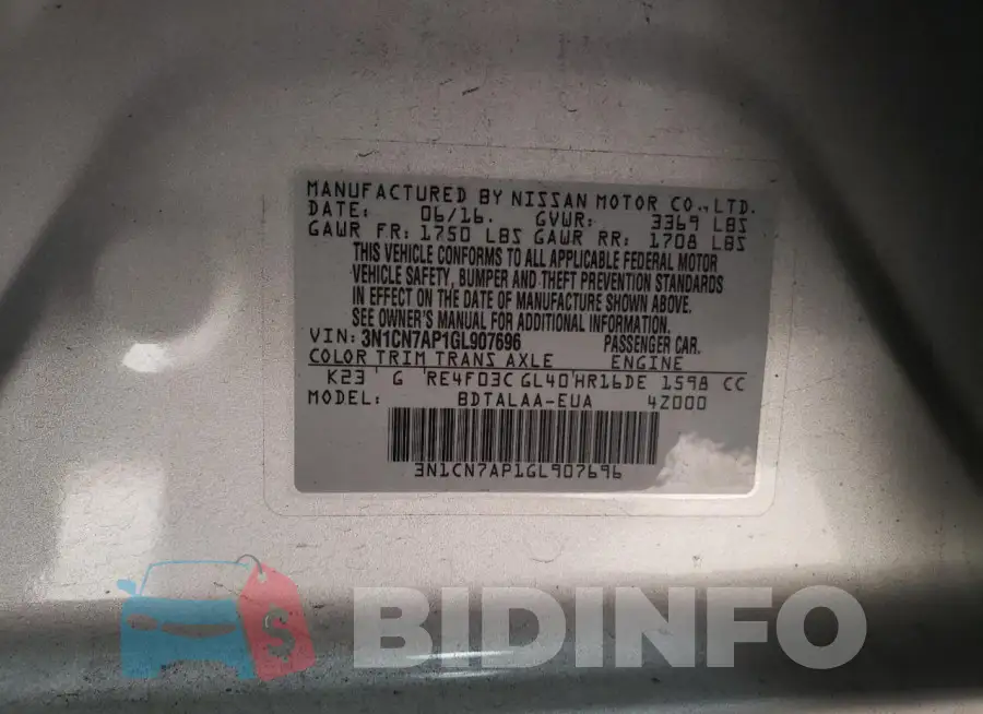 3N1CN7AP1GL907696 Photo# 13