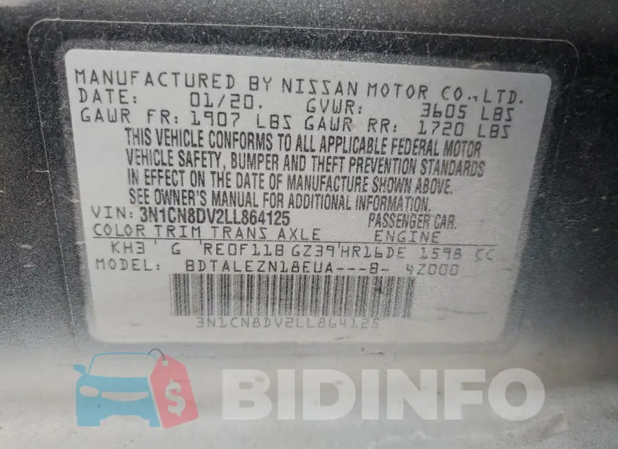 3N1CN8DV2LL864125 Photo# 12
