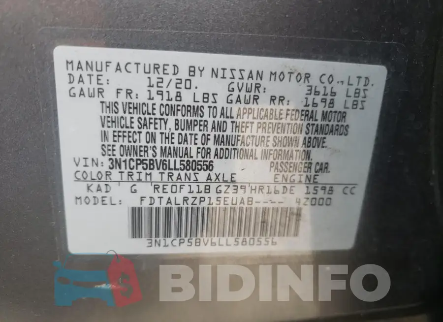 3N1CP5BV6LL580556 Photo# 12