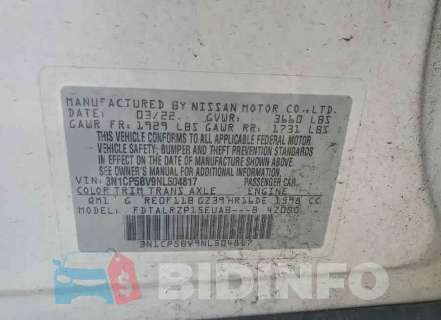 3N1CP5BV9NL504817 Photo# 13