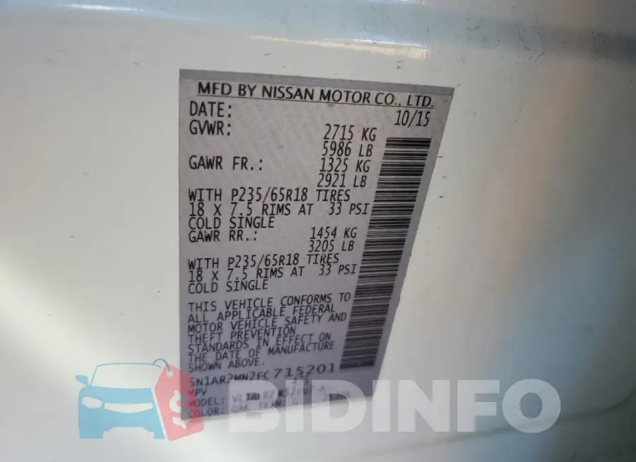 5N1AR2MN2FC715201 Photo# 13