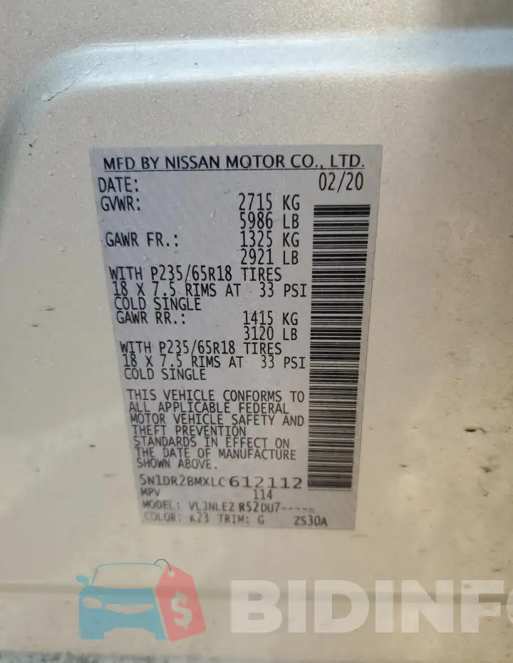 5N1DR2BMXLC612112 Photo# 13