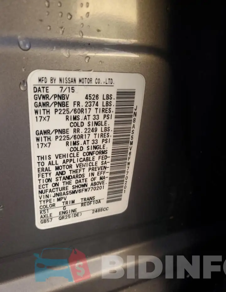 JN8AS5MV6FW770201 Photo# 13