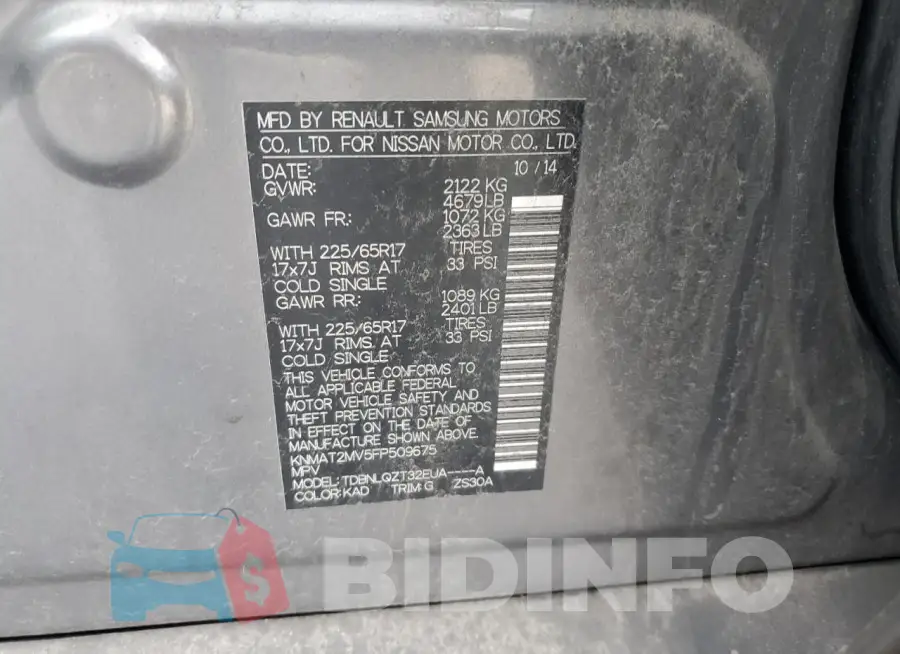 KNMAT2MV5FP509675 Photo# 13