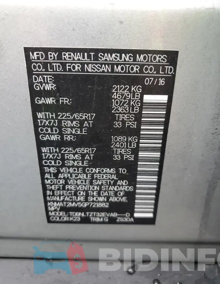KNMAT2MV5GP721882 Photo# 13