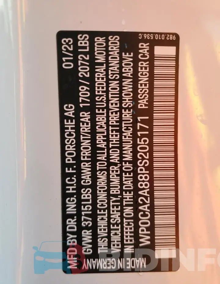 WP0CA2A88PS205171 Photo# 12