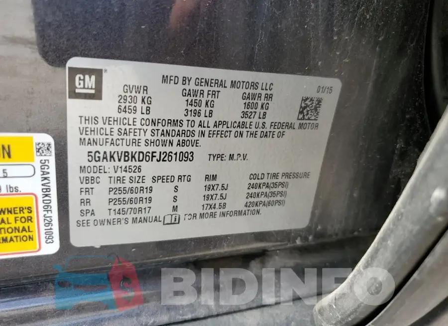 5GAKVBKD6FJ261093 Photo# 13