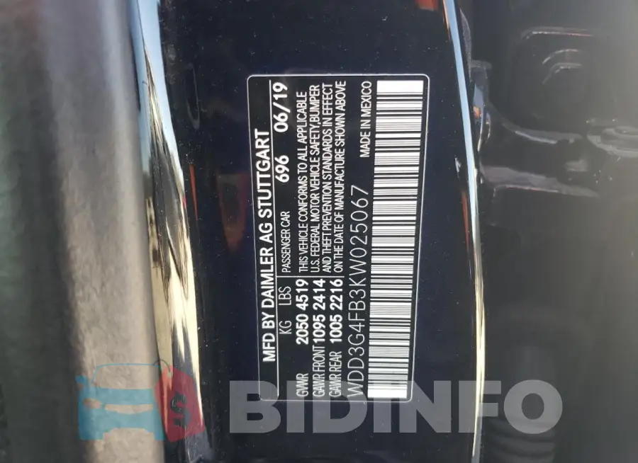 WDD3G4FB3KW025067 Photo# 12