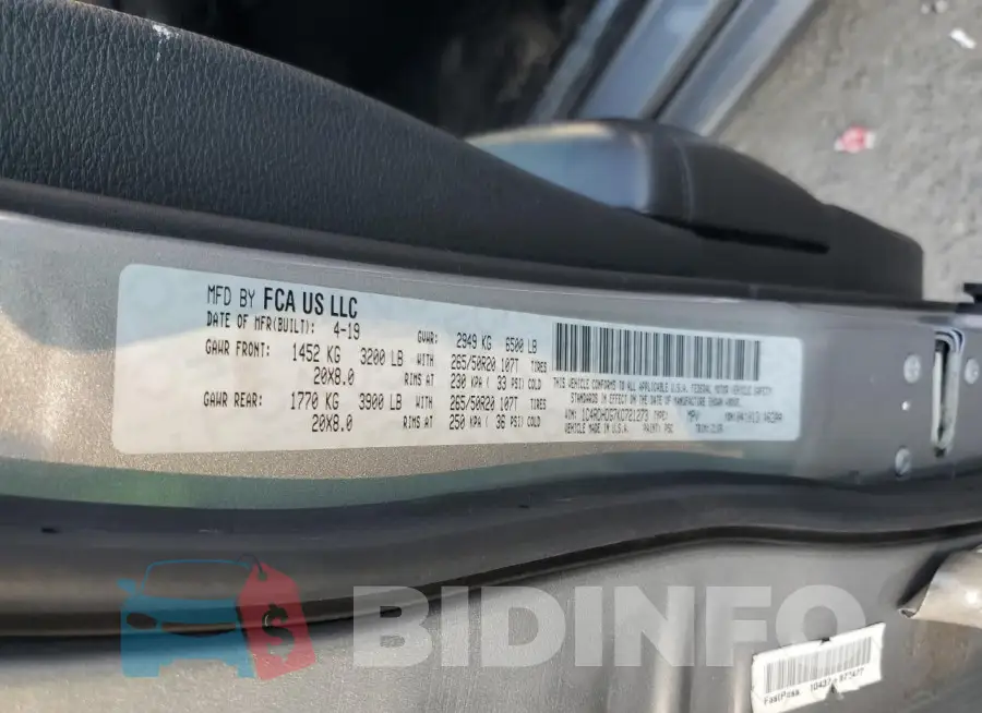 1C4RDHDG7KC721273 Photo# 14