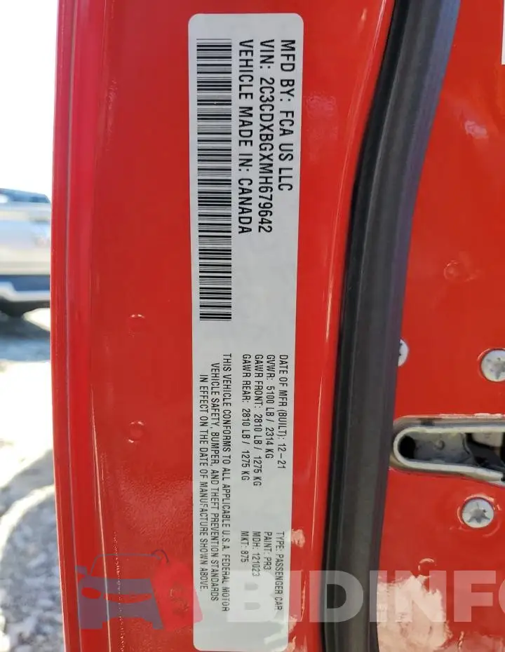 2C3CDXBGXMH679642 Photo# 12