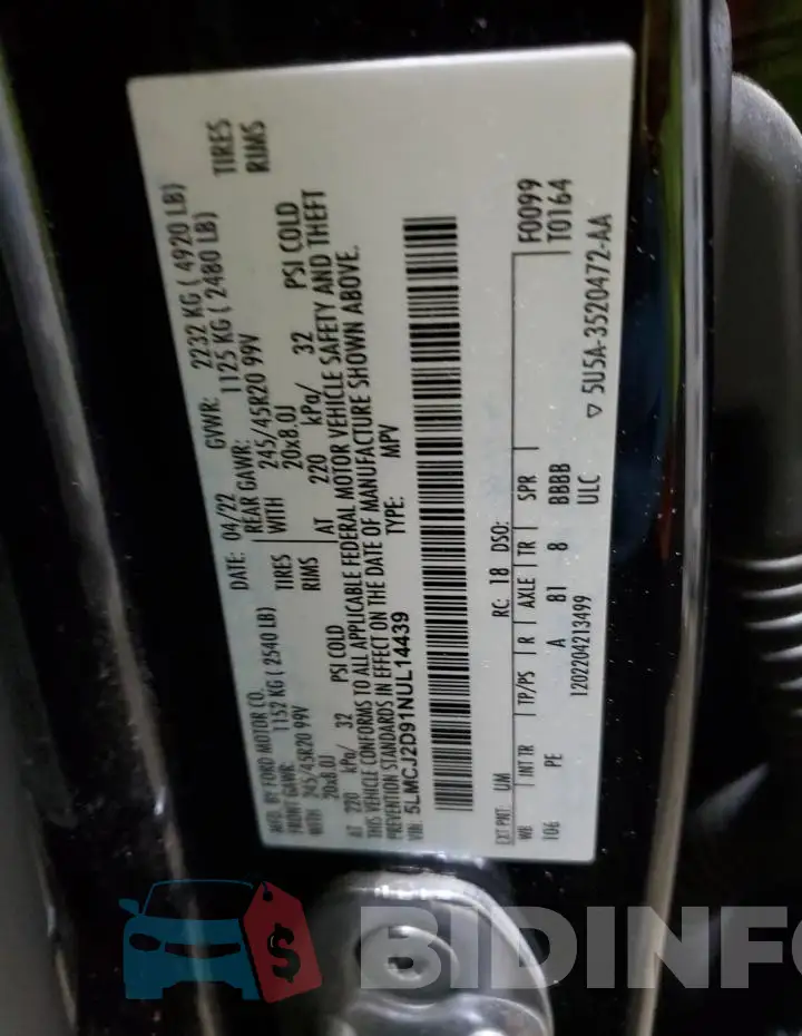 5LMCJ2D91NUL14439 Photo# 13