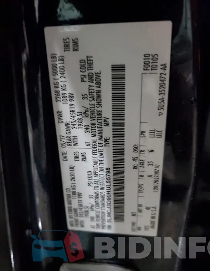5LMCJ3D90HUL55798 Photo# 13
